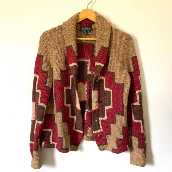 RALPH LAUREN Southwestern Concho Button Vintage Knit Cardigan Size M - Picture 4 of 14